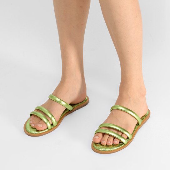 Rasteira Shoestock Tiras Matelassê Metalizada