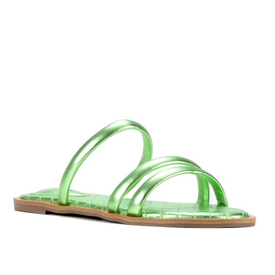 Rasteira Shoestock Tiras Matelassê Metalizada