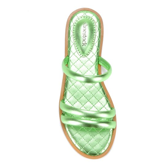 Rasteira Shoestock Tiras Matelassê Metalizada