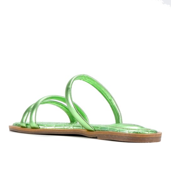 Rasteira Shoestock Tiras Matelassê Metalizada