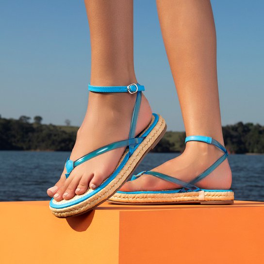 Rasteira Shoestock Vinil Dedo Flatform Corda