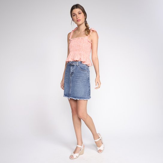 Regata Eagle Rock Alças Finas Nó Estampada Feminina