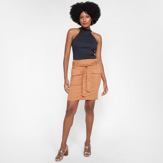 Saia Eagle Rock Curta Amarração Cintura Alta Feminina