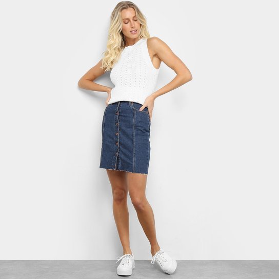 Saia Jeans GAP Botões Cintura Alta