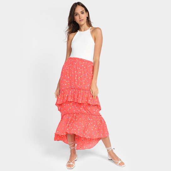 Saia Longa Il Shil Must Have Babados Estampada