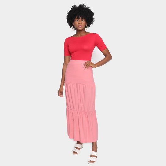 Saia Longa Modaloka Babado Feminina