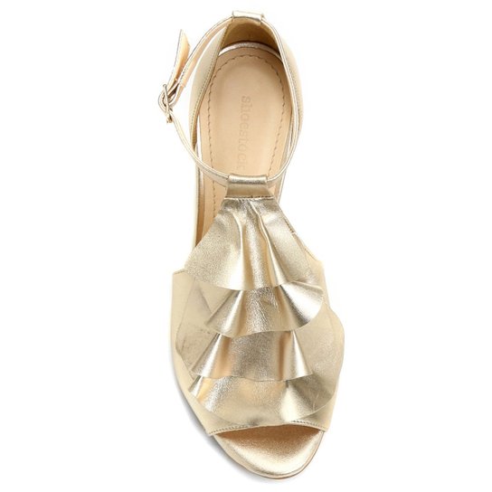 Sandália Couro Shoestock Babados Feminina