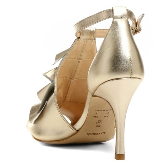 Sandália Couro Shoestock Babados Feminina