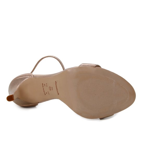 Sandália Couro Shoestock Salto Alto Basic Metalizada Feminina - Rosa