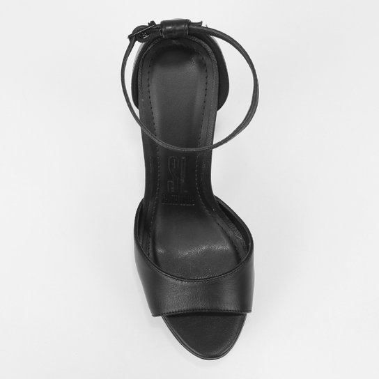 Sandália Meia Pata Couro Santa Lolla Salto Grosso Pelica Feminina