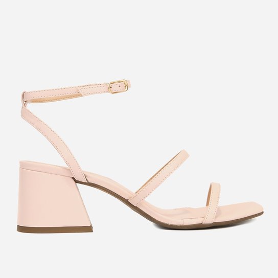 Sandália Shoestock Basic Salto Bloco Feminina - Nude