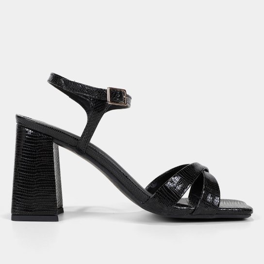 Sandália Shoestock Básica Salto Bloco Alto Feminina