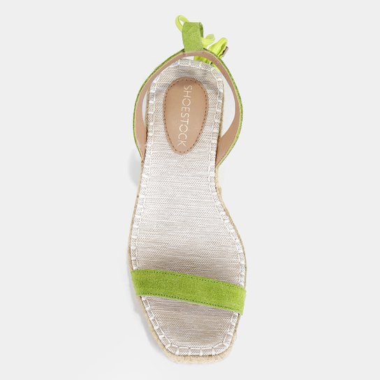 Sandália Shoestock Couro Camurça Vinil Anabela Corda