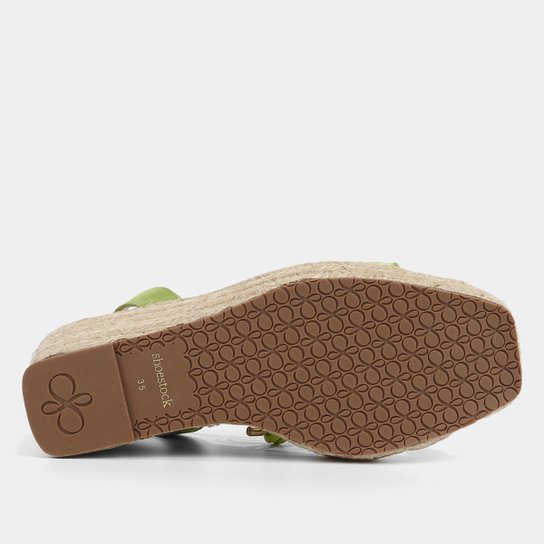 Sandália Shoestock Couro Camurça Vinil Anabela Corda