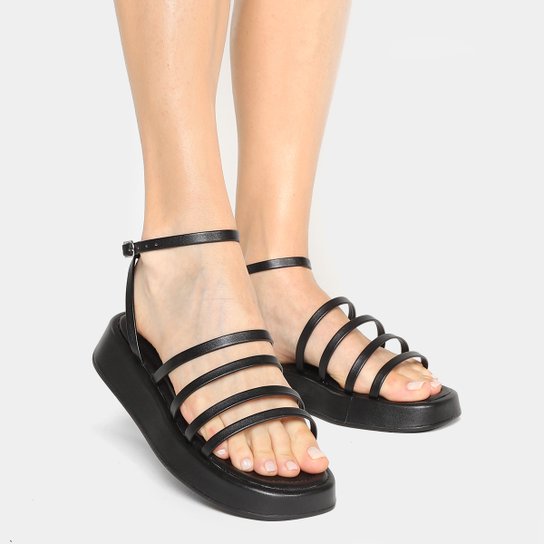 Sandália Shoestock Flatform Monocolor Tiras Feminina