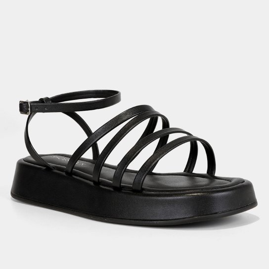 Sandália Shoestock Flatform Monocolor Tiras Feminina