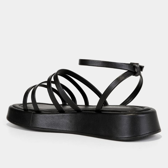 Sandália Shoestock Flatform Monocolor Tiras Feminina