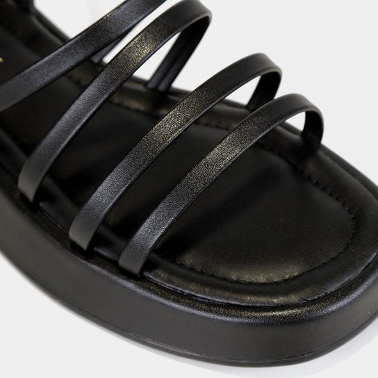 Sandália Shoestock Flatform Monocolor Tiras Feminina