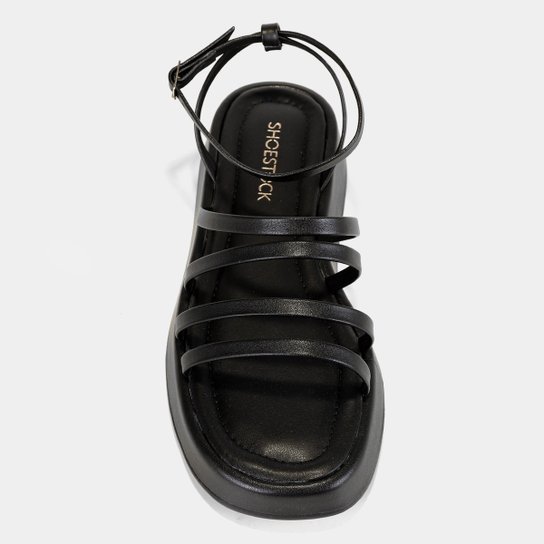 Sandália Shoestock Flatform Monocolor Tiras Feminina