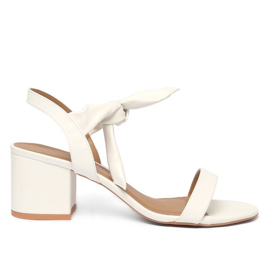 Sandália Shoestock For You Lace Salto Bloco Feminina - Branco
