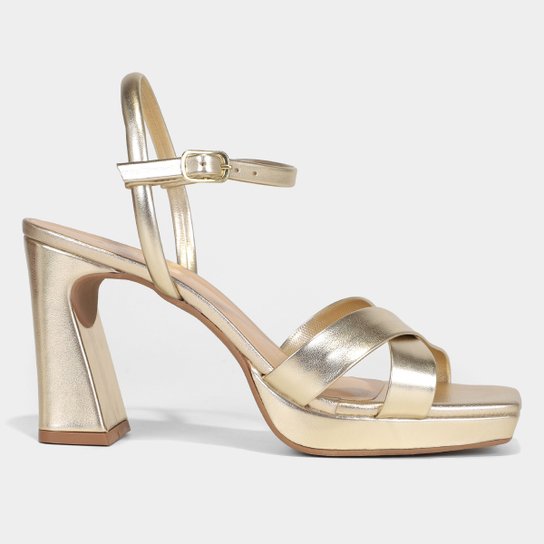 Sandália Shoestock Meia Pata Salto Bloco Alto Feminina