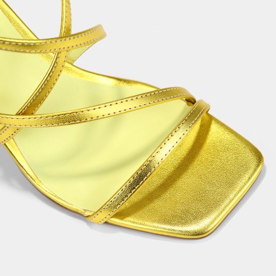 Sandália Shoestock Metalizada Tiras Salto Taça Alto