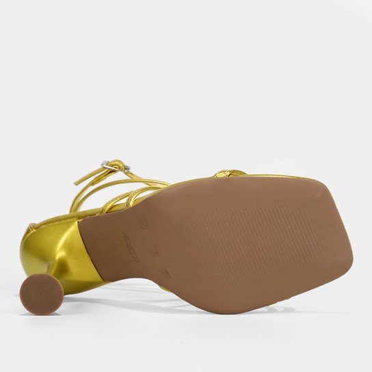 Sandália Shoestock Metalizada Tiras Salto Taça Alto