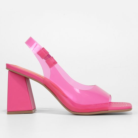 Sandália Shoestock Peep Toe Slingback Vinil Feminina