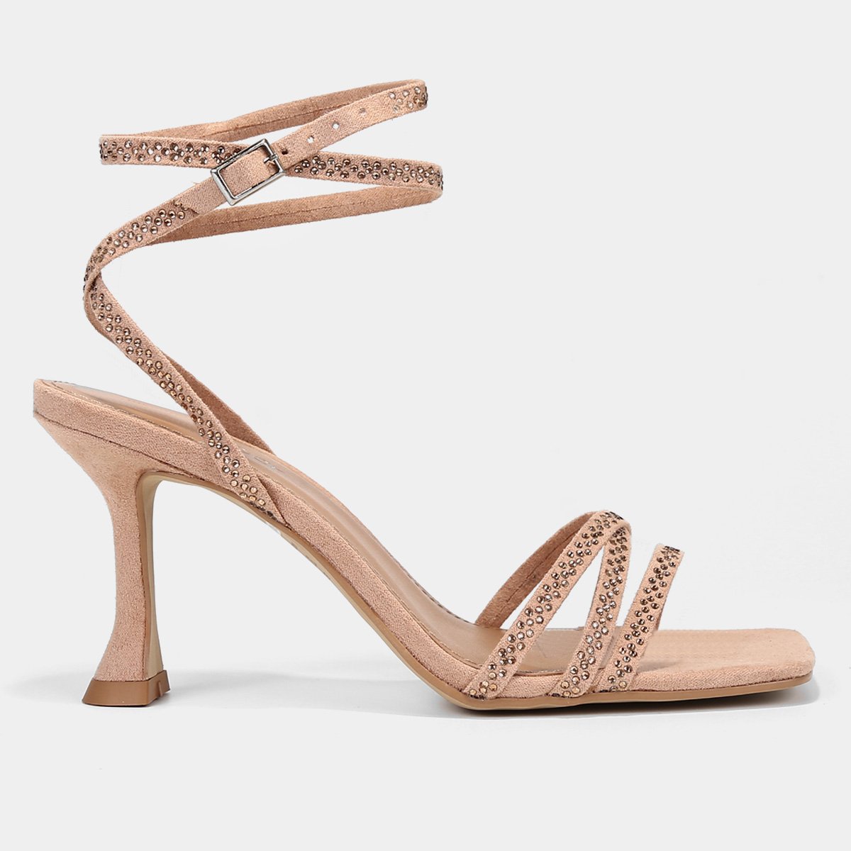 Sandália Shoestock Salto Alto Fino Brilho Feminina Shoestock