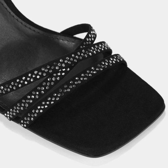 Sandália Shoestock Salto Alto Fino Brilho Feminina