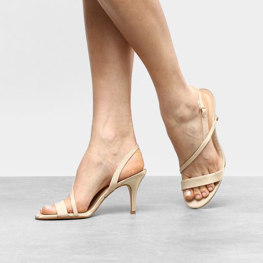 Sandália Shoestock Salto Fino Cetim Feminina