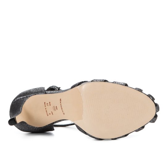 Sandália Shoestock Salto Fino Tiras Feminina - Prata
