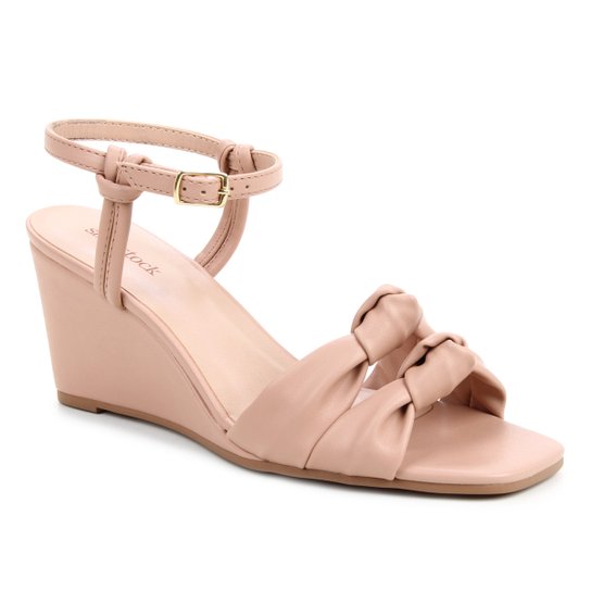 Sandália Shoestock Soft Anabela Feminina - Nude
