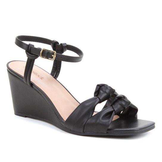 Sandália Shoestock Soft Anabela Feminina - Preto