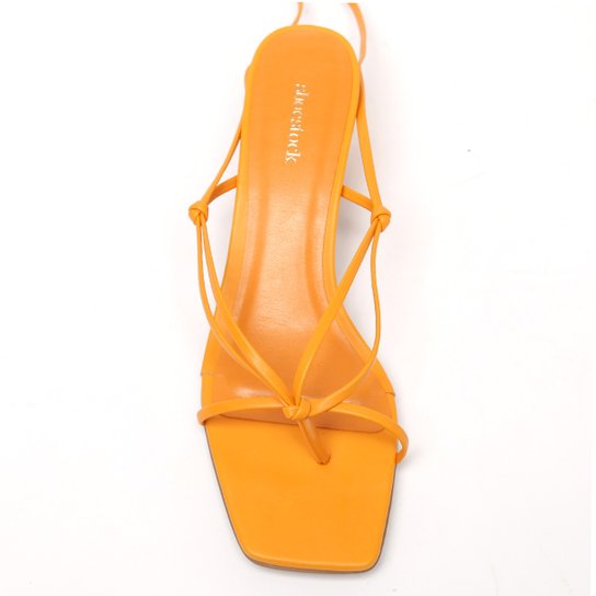 Sandália Shoestock Tiras Color Salto Bloco Feminina - Laranja