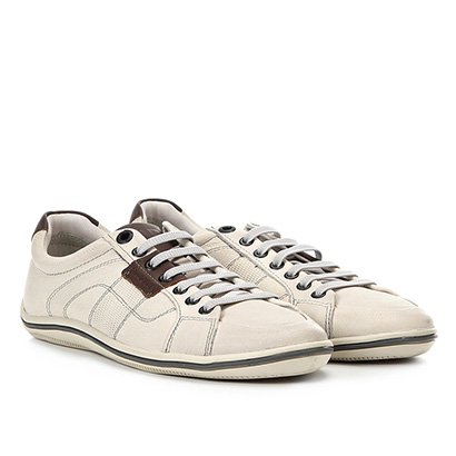 Sapatênis Couro Democrata Rave Napa Stoned Masculino - Off White | Shoestock