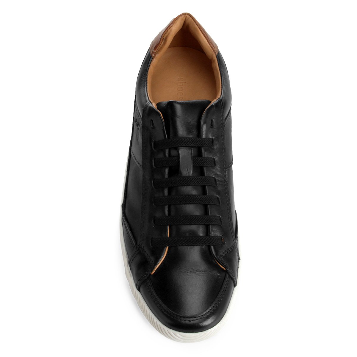 Sapatênis Couro Shoestock Cadarço Elástico Masculino - Preto | Shoestock