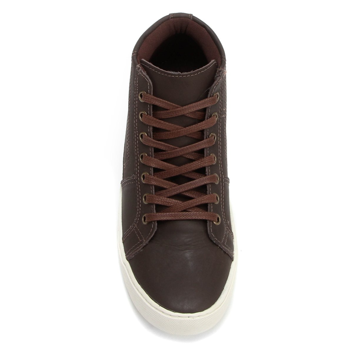 Sapatênis Couro Shoestock Cano Alto Recortes Masculino - Café | Shoestock