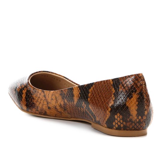 Sapatilha Couro Shoestock Bico Fino Snake Feminina