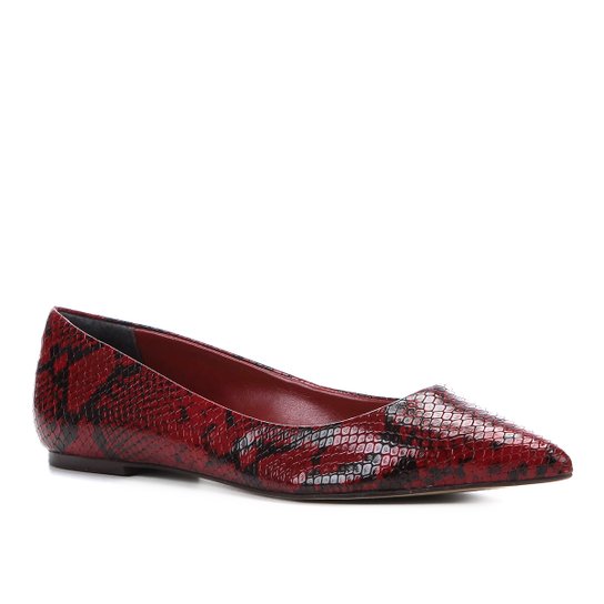 Sapatilha Couro Shoestock Bico Fino Snake Feminina