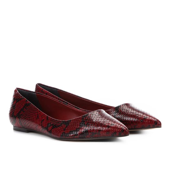 Sapatilha Couro Shoestock Bico Fino Snake Feminina
