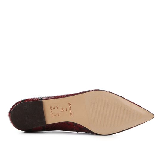 Sapatilha Couro Shoestock Bico Fino Snake Feminina