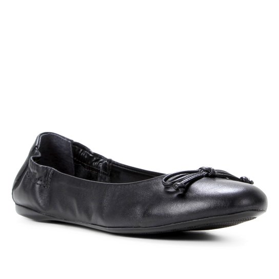 Sapatilha Couro Shoestock For You Elástico Feminina - Preto
