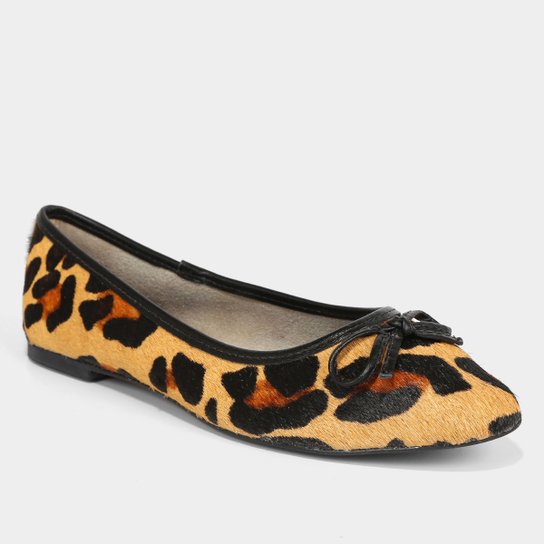 Sapatilha Couro Shoestock Laço Bico Redondo Feminina