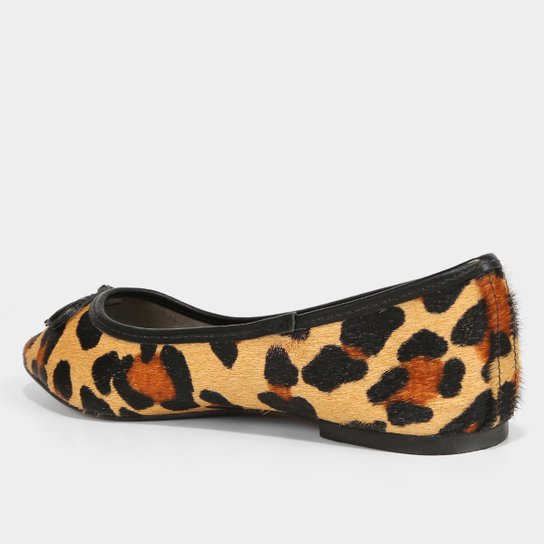 Sapatilha Couro Shoestock Laço Bico Redondo Feminina