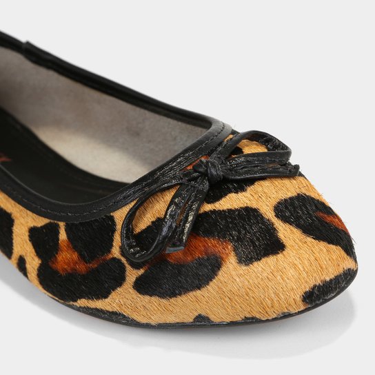 Sapatilha Couro Shoestock Laço Bico Redondo Feminina