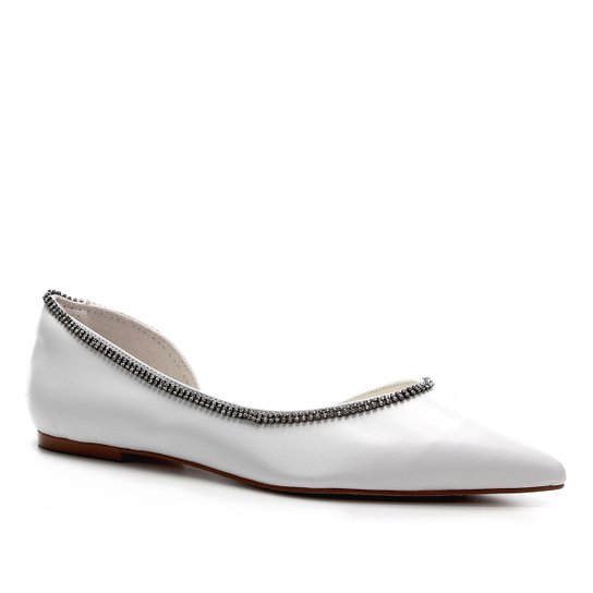 Sapatilha Couro Shoestock Noiva Feminina - Branco
