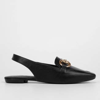 Sapatilha Couro Shoestock Slingback Bridão Feminina