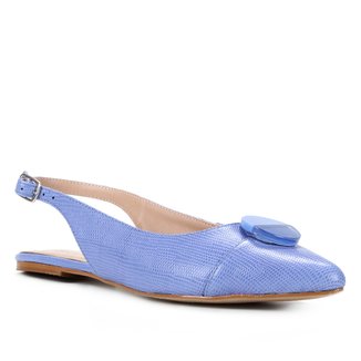 Sapatilha Couro Shoestock Slingback Enfeite Acrílico Feminina