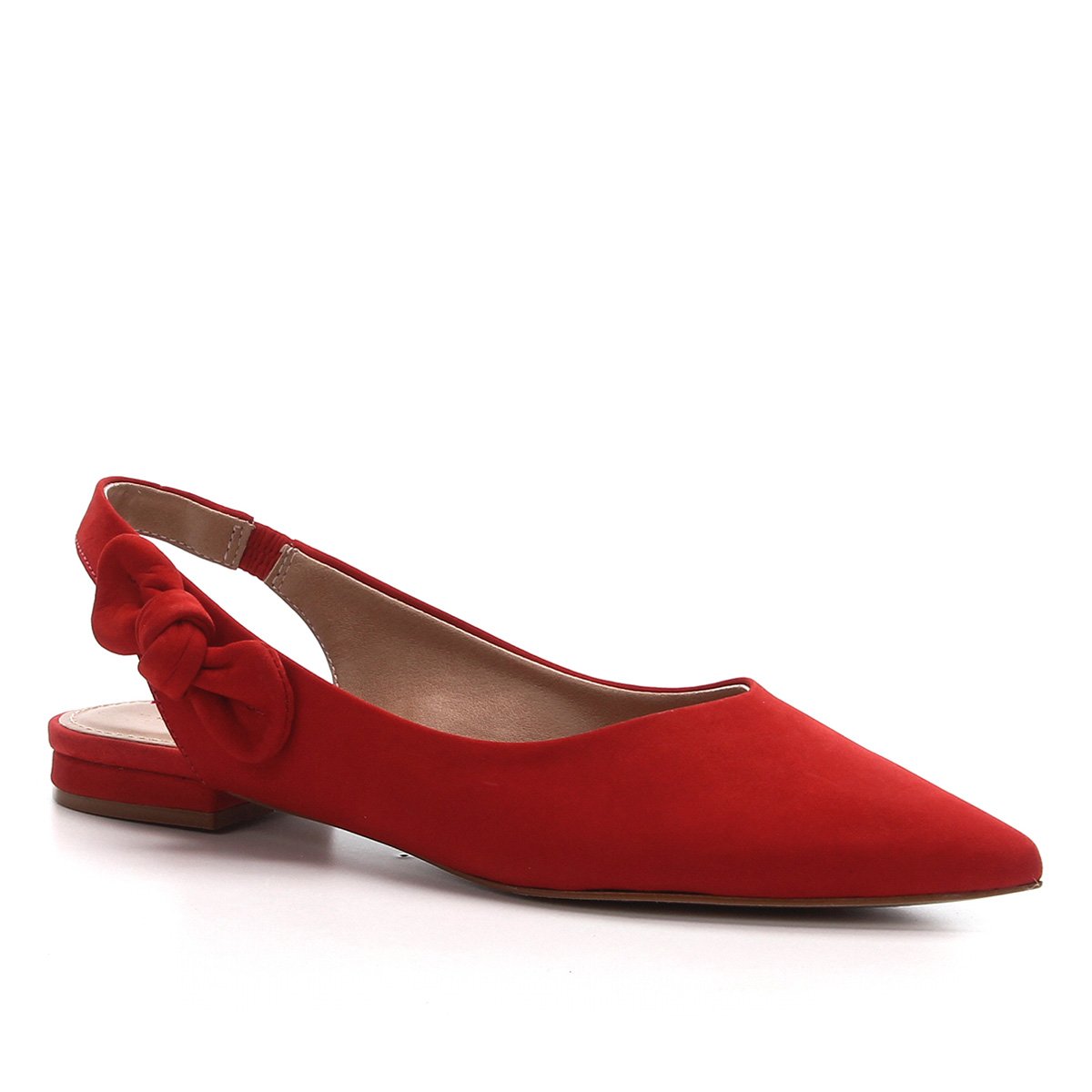 Sapatilha Couro Shoestock Slingback Laço Feminina - Vermelho | Shoestock
